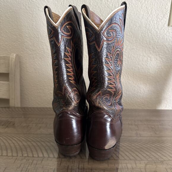 Vintage Exotic Nocona Men\'s Cowboy Boots Size 14 E Made In USA Brown Rare main image 12